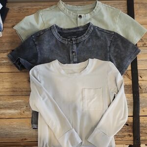 Little Bipsy Long Sleeve Tees - Sage, Charcoal, Cream